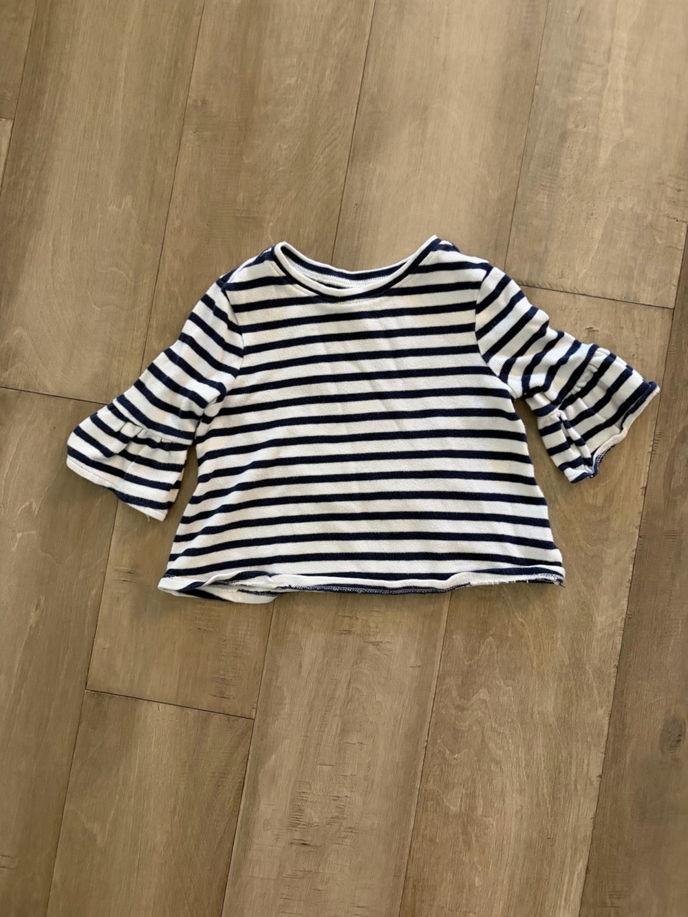 Old Navy Navy and White Striped Bell-Sleeve Long Sleeve Tee